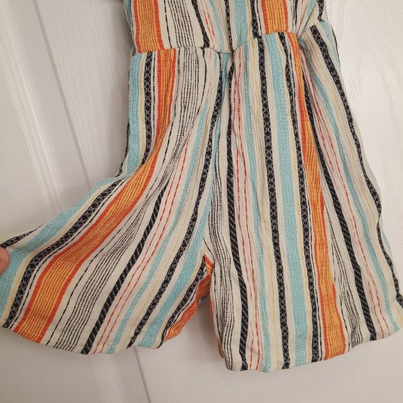 Art Class Striped Tie Front Romper - Picture 3 of 6
